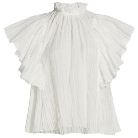 Sea New York Tops - Sea Pleated Flutter Sleeve Top